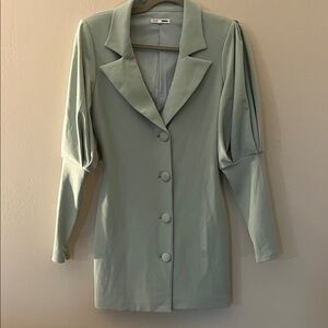 Fashion Nova Light Green Button-Up Mini Dress